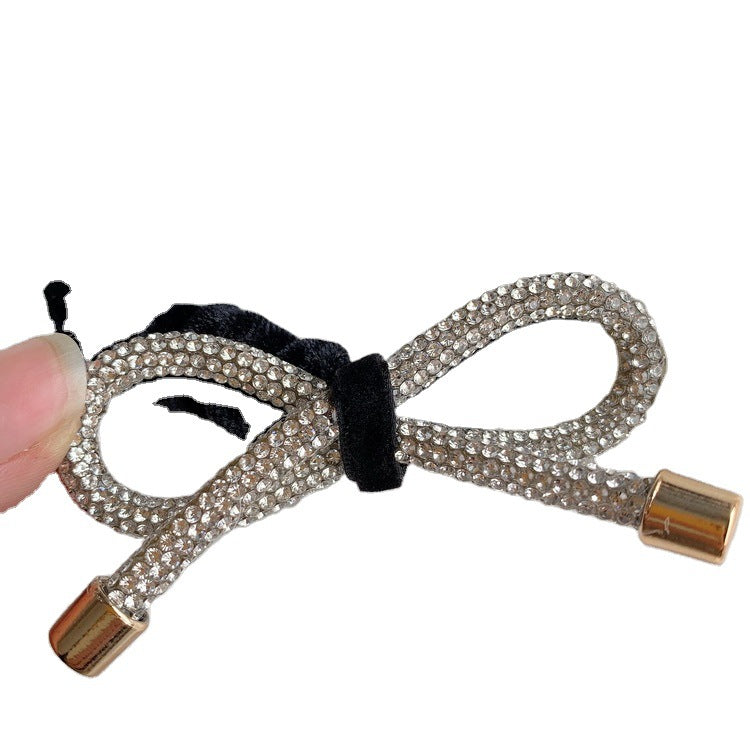 Wholesale Suede Bow Rhinestone Hair Ties